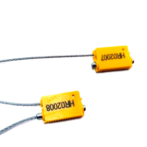 sello de cable modelo cuadro lock, con diámetro de 1.5mm y largo de 30cm, usado en camiones de carga, cajas, tolvas, puertas, etc.
