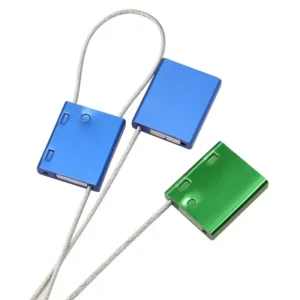 Sello de seguridad de cable con cuerpo de aluminio y cable de acero galvanizado de 1.5mm de diámetro, utilizado principalmente para compuertas, contenedores y pipas.